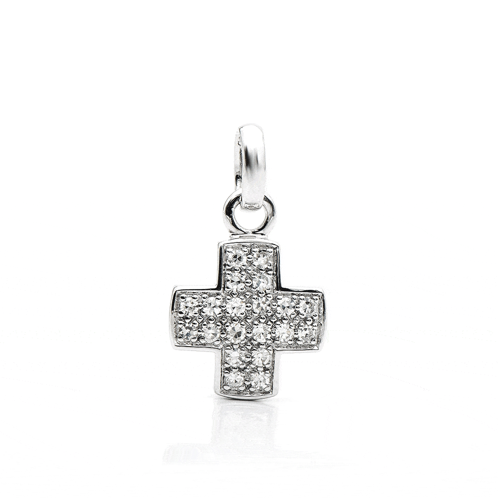 Cruce din aur alb cu pietre Diamant