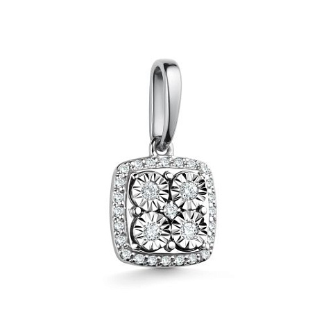 Pandantiv din aur alb cu pietre Diamant