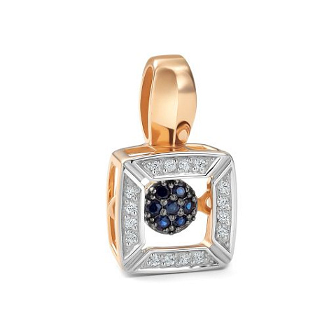 Pandantiv din aur roșu cu pietre Diamant, Safir