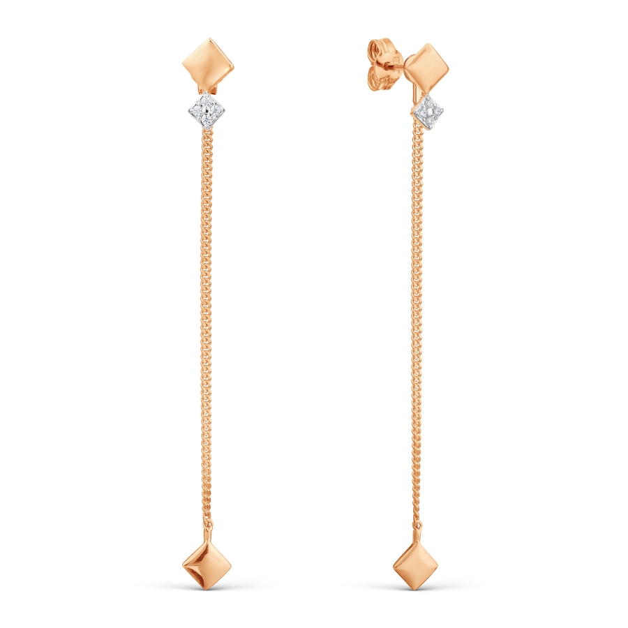 Cercei Pusete din aur roșu cu pietre Cubic zirconia