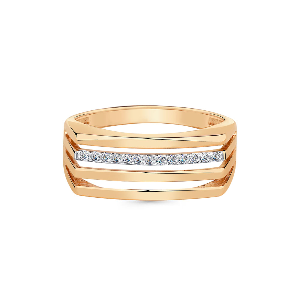 Inel din aur roșu cu pietre Cubic Zirconia Incolor