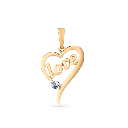 Pandativ love din aur roșu cu pietre Cubic zirconia