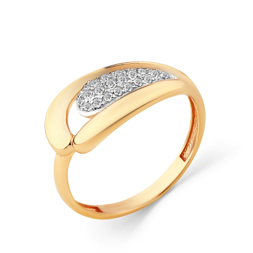 Inel din aur roșu cu pietre Cubic Zirconia Incolor