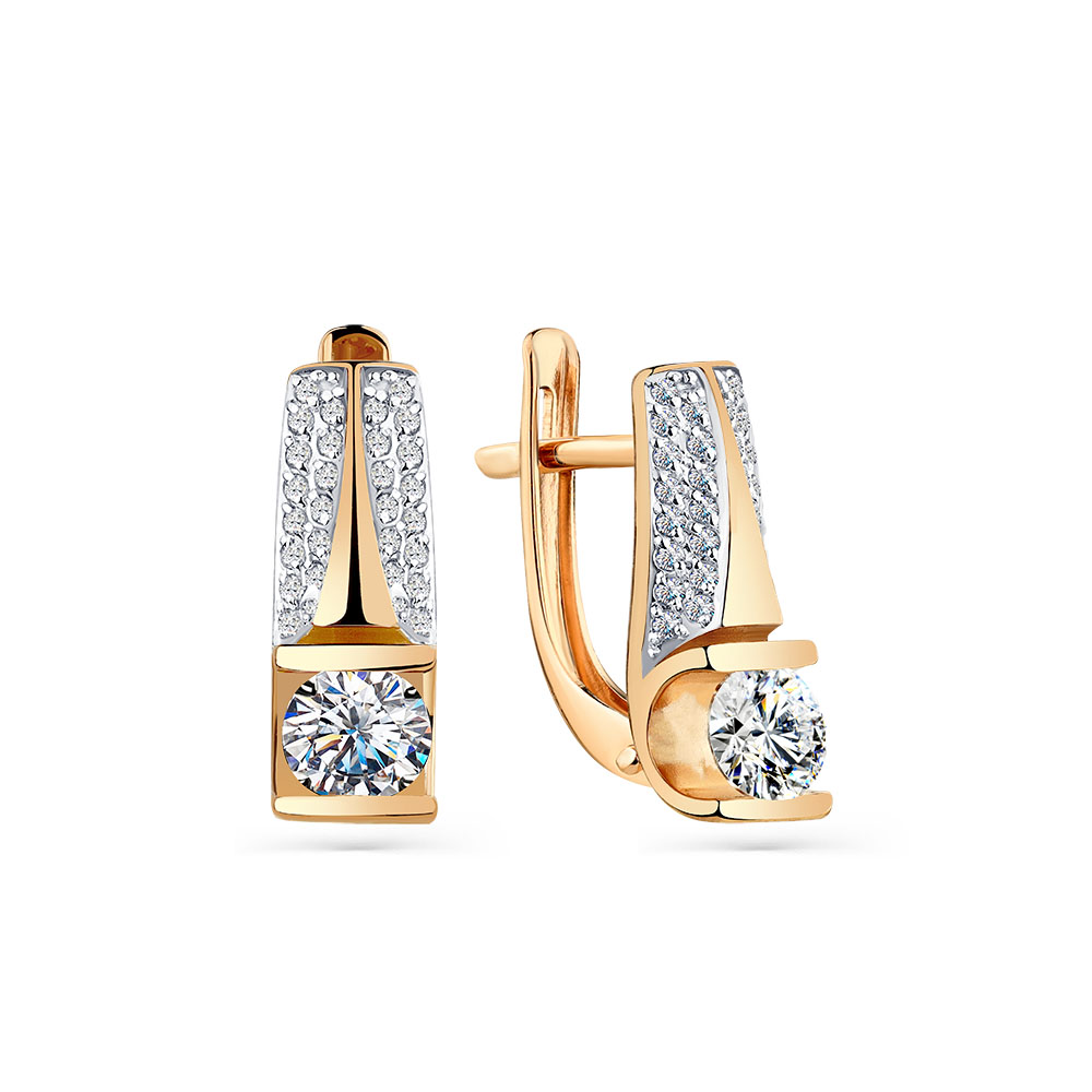Cercei din aur roșu cu pietre Cubic Zirconia Incolor