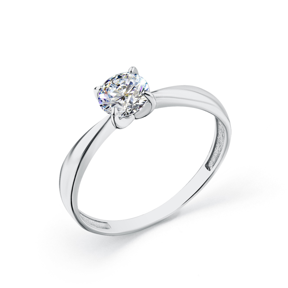 Inel din aur alb cu pietre Cubic Zirconia Incolor