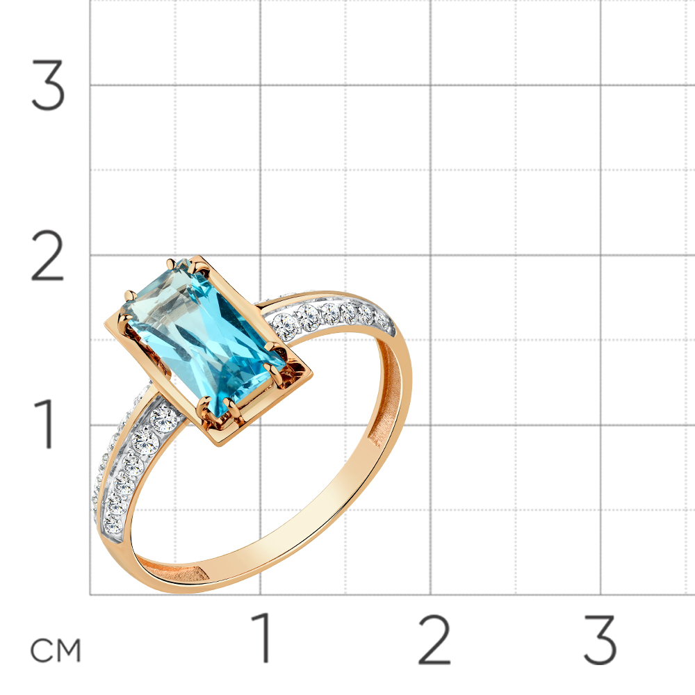 Inel din aur roșu cu pietre Cubic Zirconia Incolor, Topaz Swiss