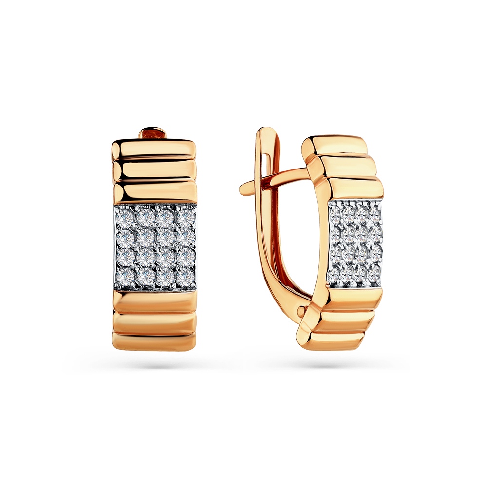 Cercei din aur roșu cu pietre Cubic Zirconia Incolor
