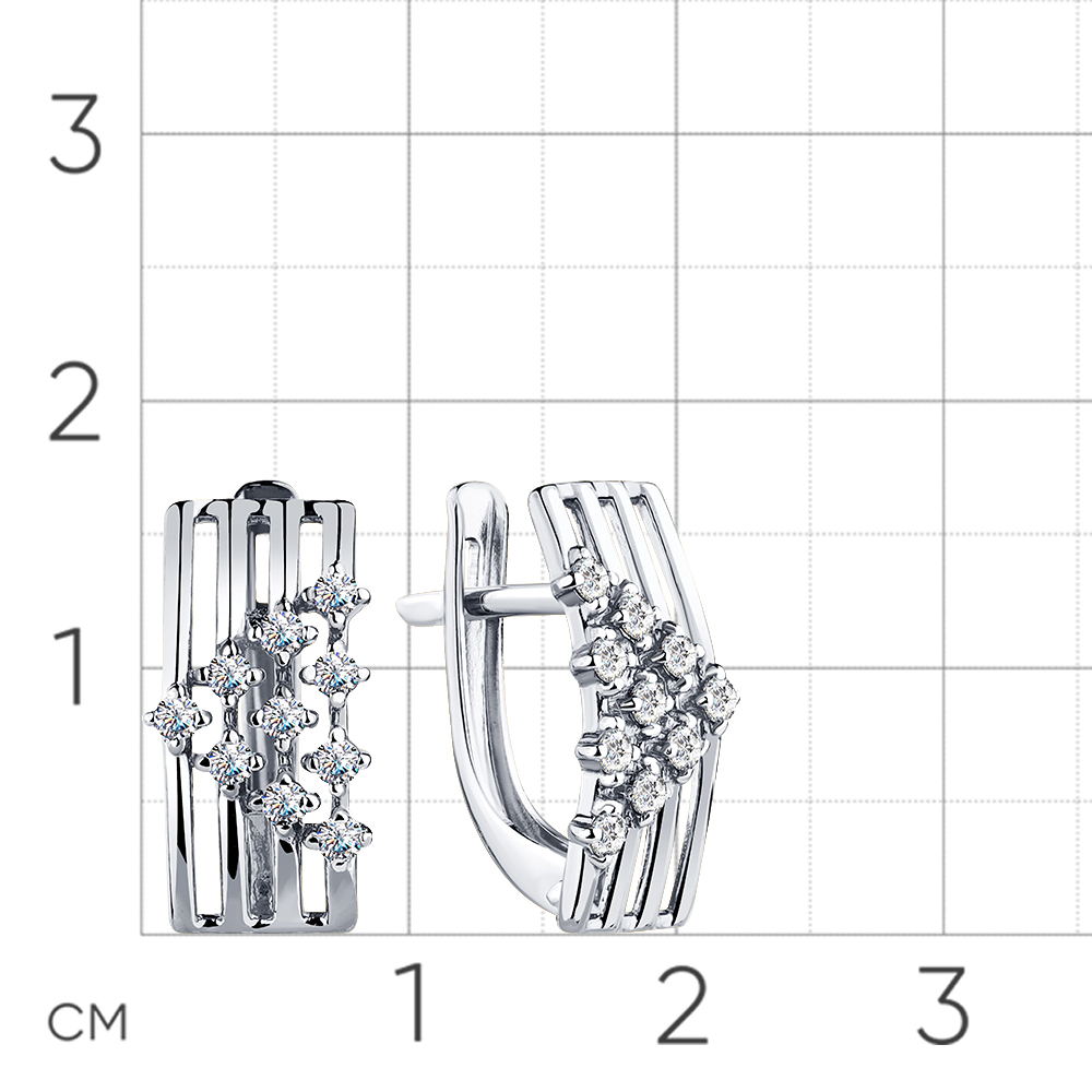 Cercei din aur alb cu pietre Cubic Zirconia Incolor
