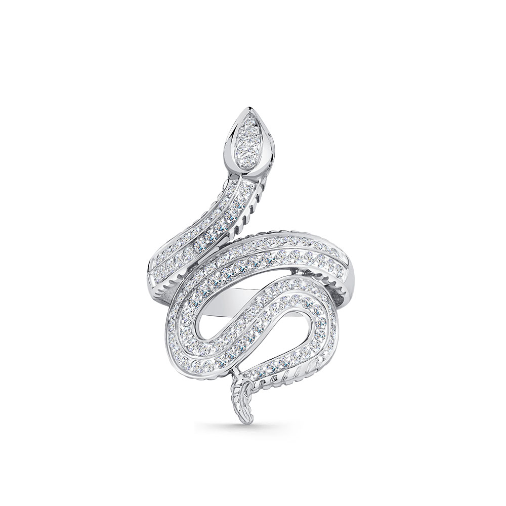 Inel din aur alb cu pietre Cubic Zirconia Incolor, Cubic Zirconia Negru