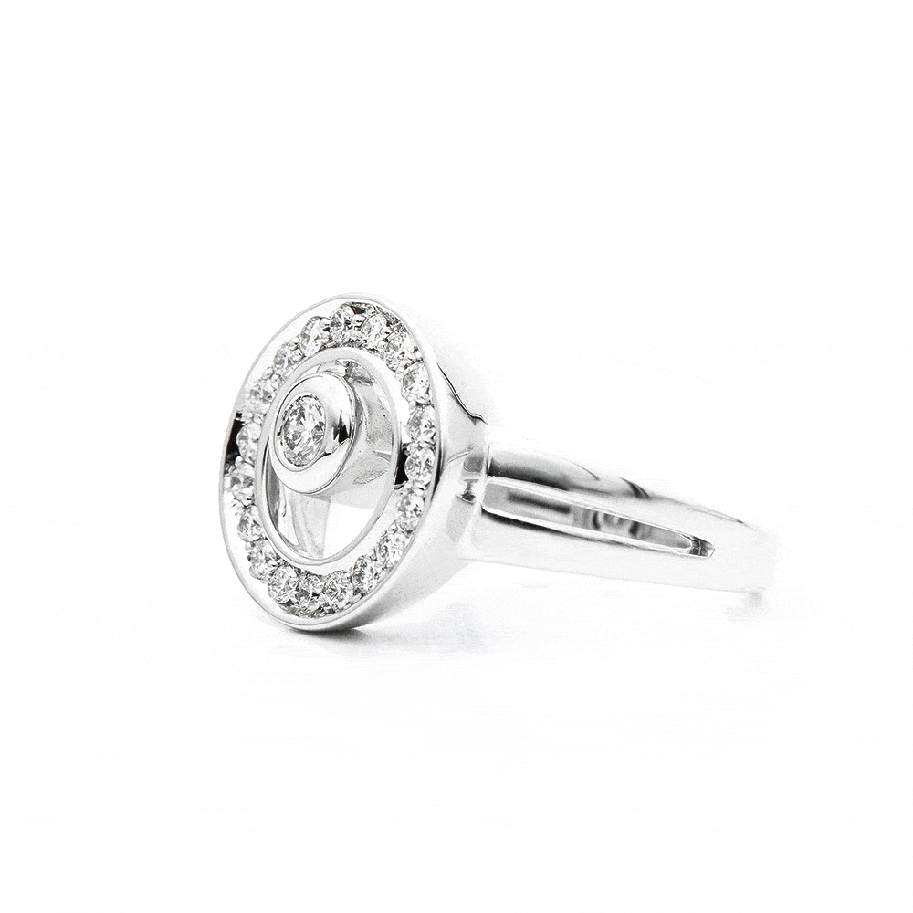 Inel din aur alb cu pietre Diamant