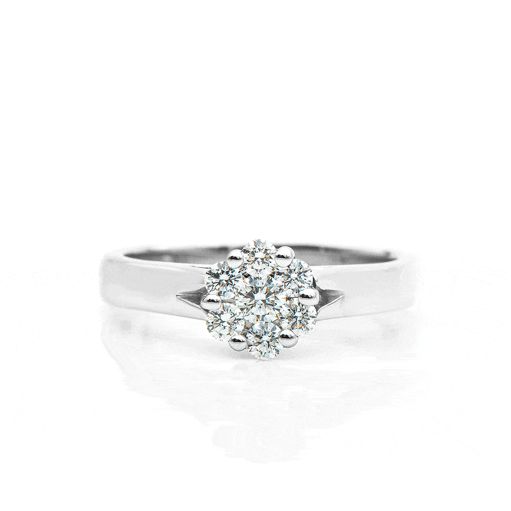Inel din aur alb cu pietre Diamant