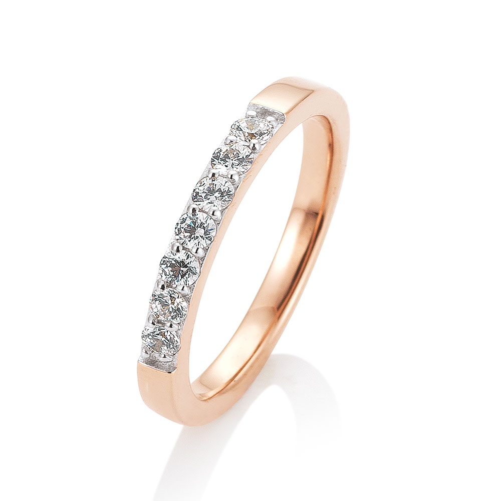 Verighetă din aur roz cu pietre Diamant