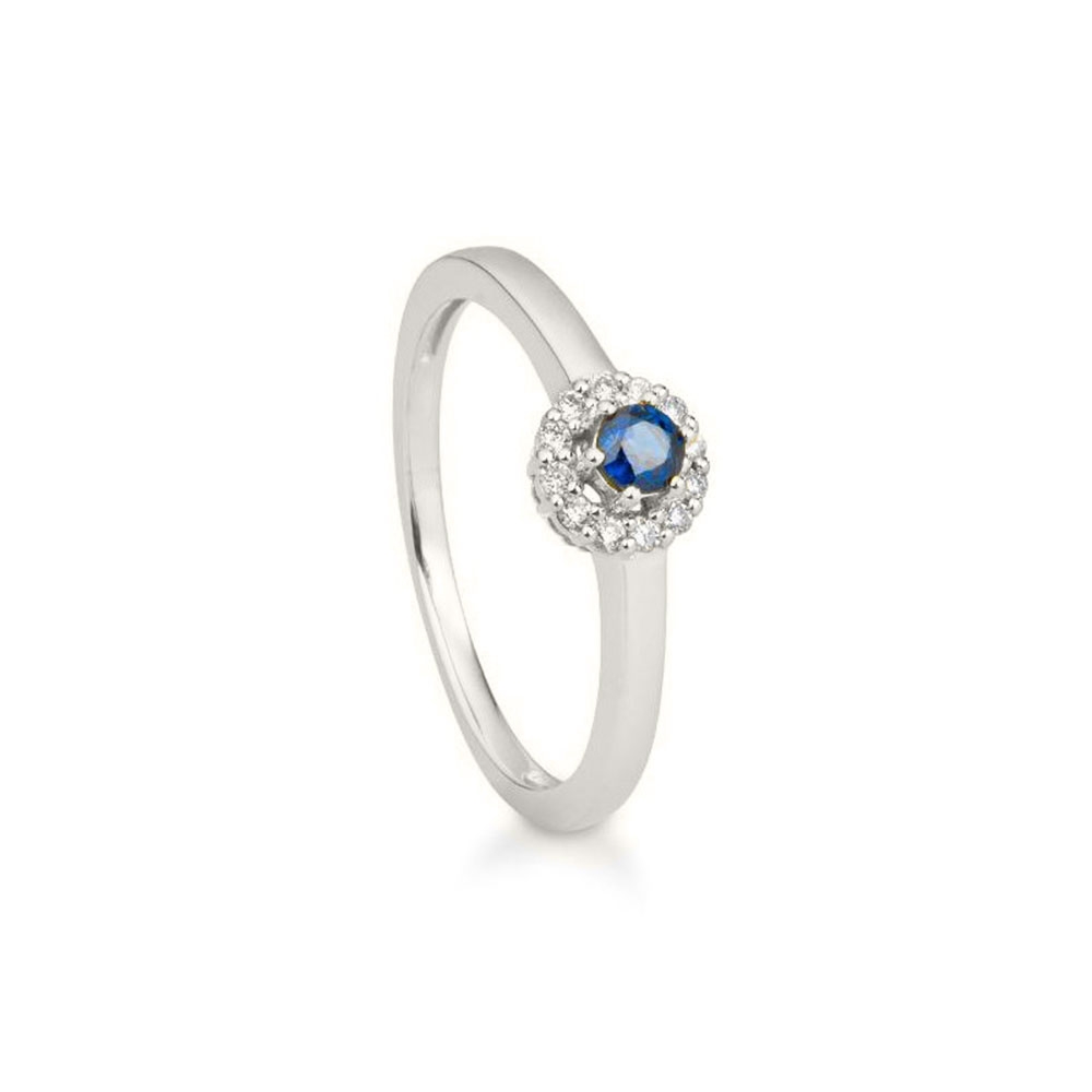 Inel din aur alb cu pietre Diamant, Safir