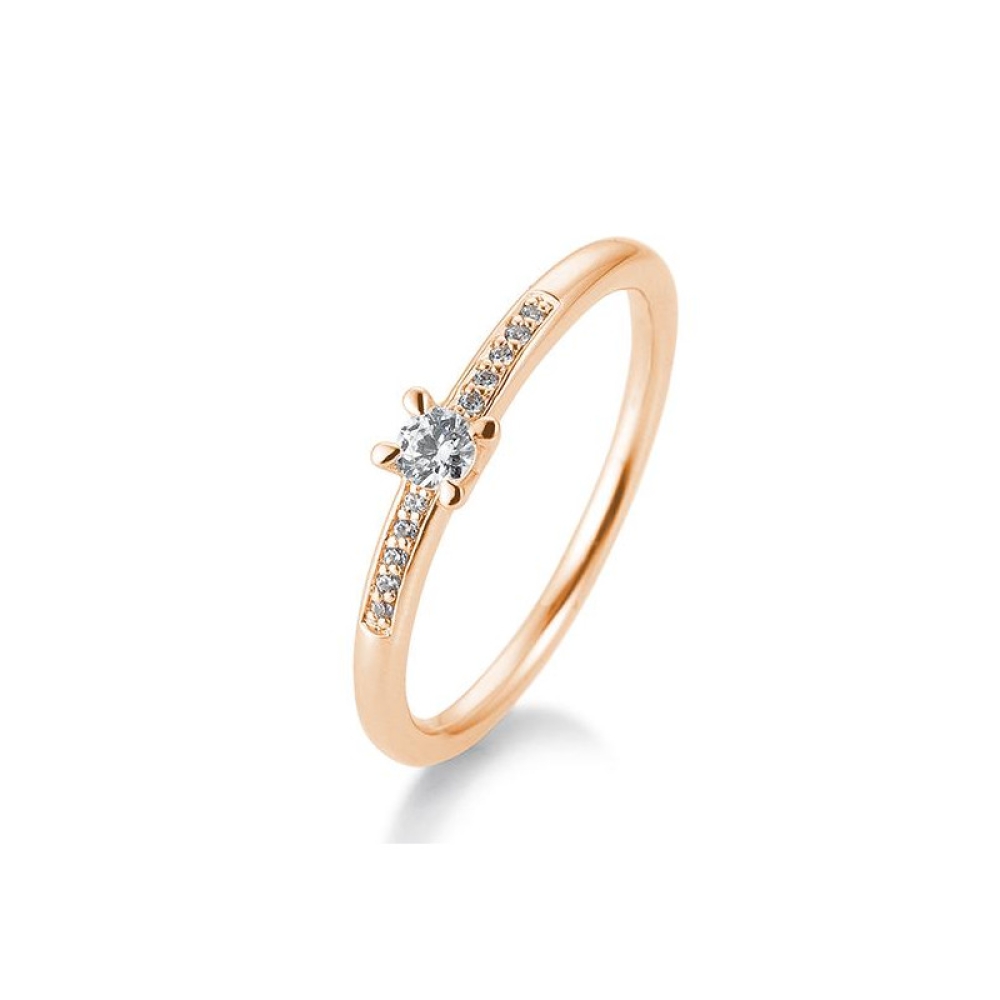 Inel din aur roz cu pietre Diamant