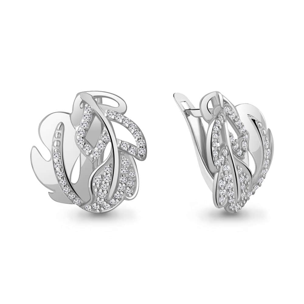 Cercei din aur alb cu pietre Cubic Zirconia Incolor