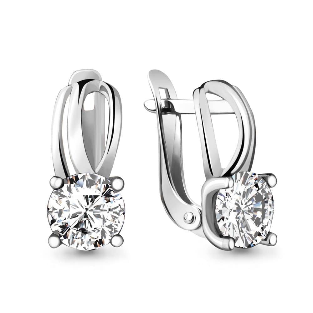 Cercei din aur alb cu pietre Cubic Zirconia Incolor
