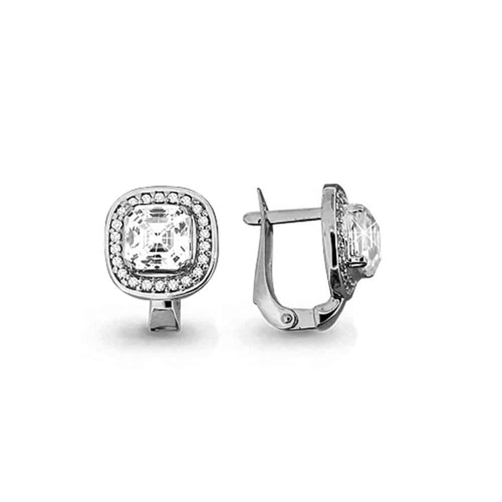 Cercei din aur alb cu pietre Cubic Zirconia Incolor
