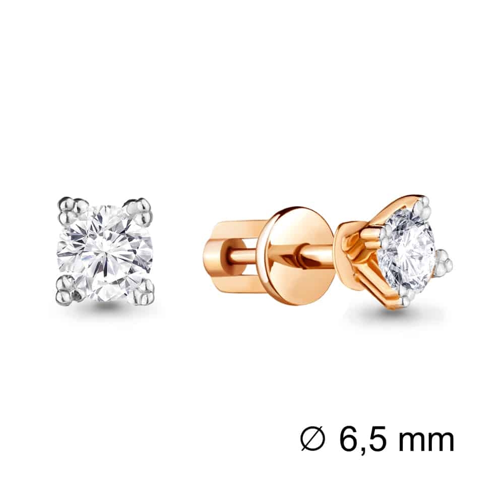 Cercei Pusete din aur roz cu pietre Cubic Zirconia Incolor
