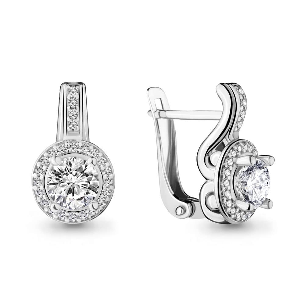 Cercei p-u copii din aur alb cu pietre Cubic Zirconia Incolor