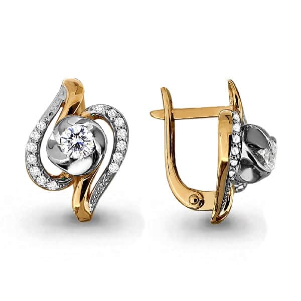 Cercei din aur roz cu pietre Cubic Zirconia Incolor