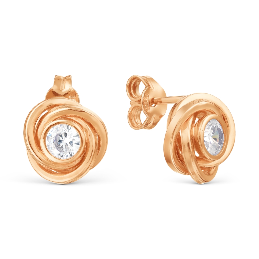 Cercei Pusete din aur roșu cu pietre Cubic zirconia