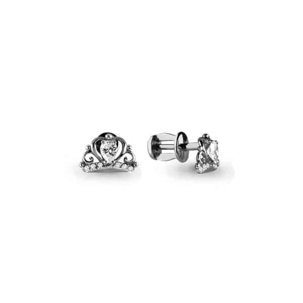 Cercei Pusete din aur alb cu pietre Cubic Zirconia Incolor