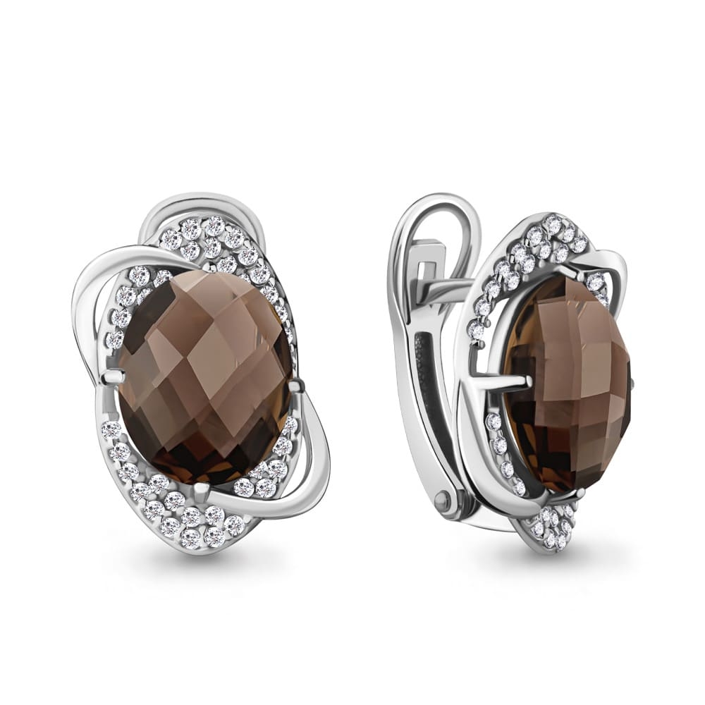 Cercei din aur alb cu pietre Cubic Zirconia Incolor