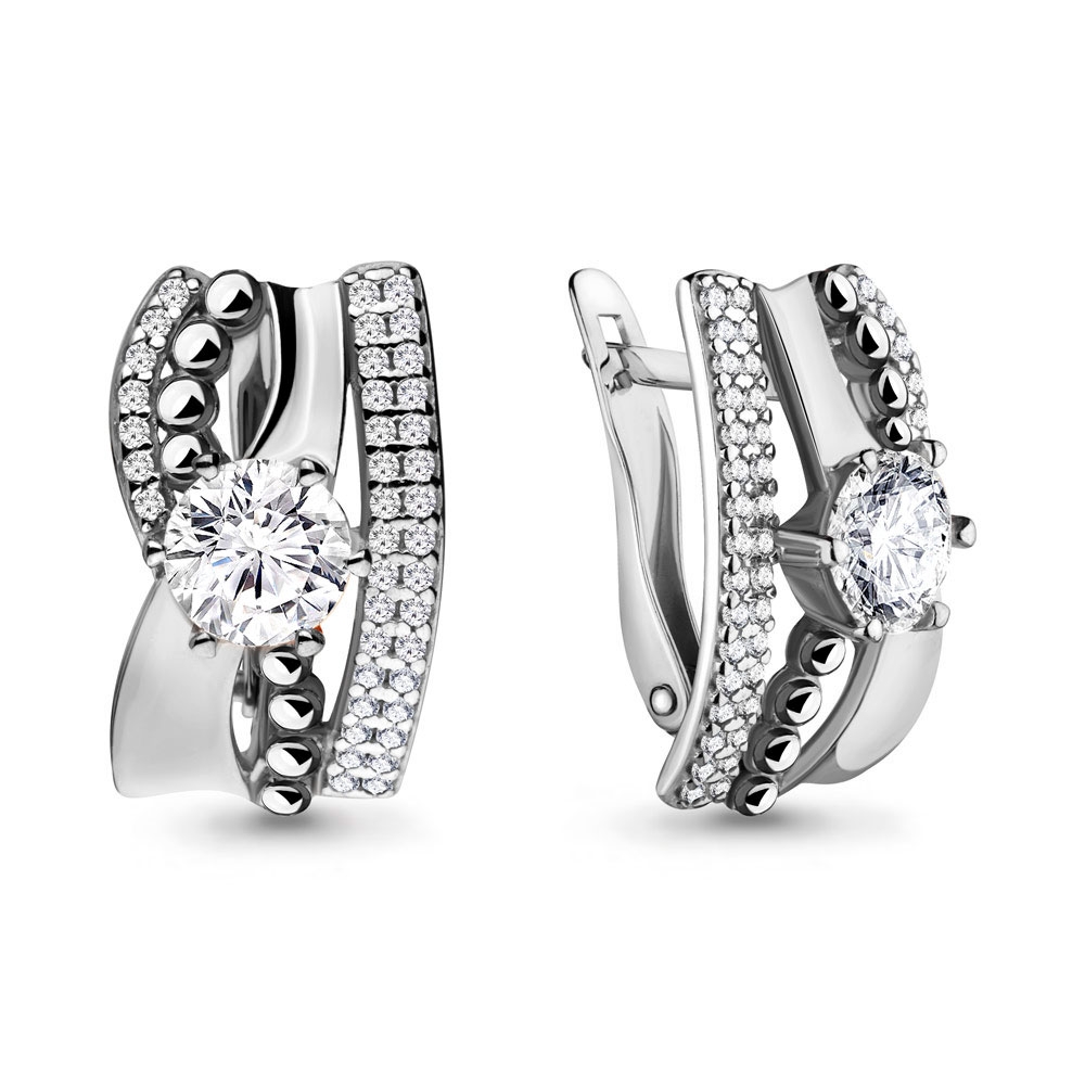 Cercei din aur alb cu Cubic Zirconia Incolor