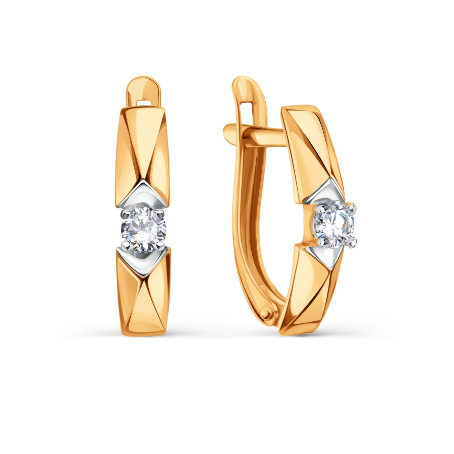 Cercei din aur roșu cu pietre Cubic Zirconia Incolor