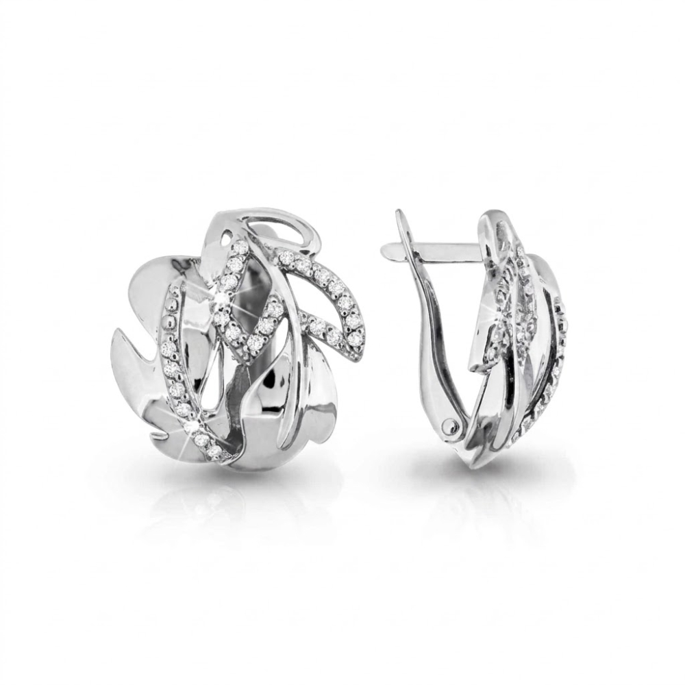 Cercei din aur alb cu Cubic Zirconia Incolor