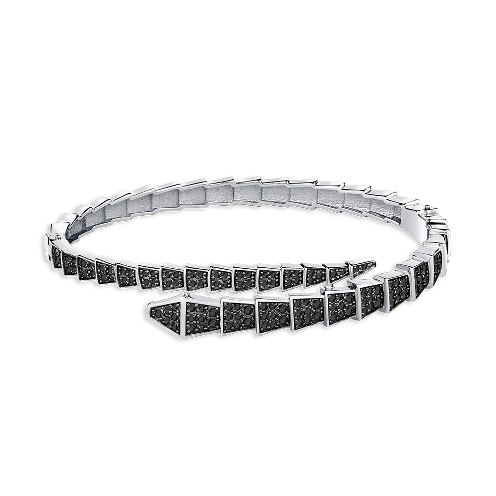 Brățară din aur alb cu pietre Cubic Zirconia Negru