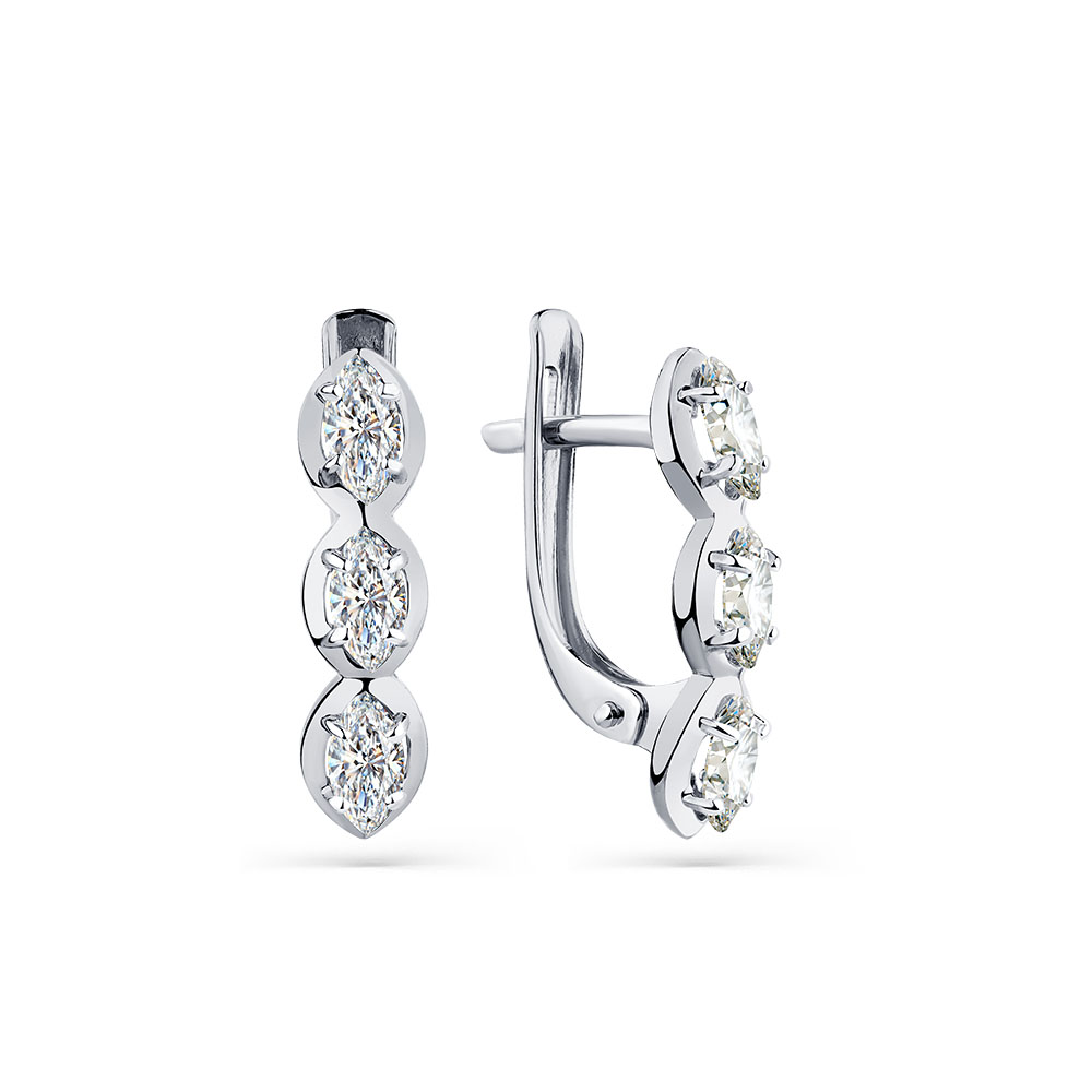 Cercei din aur alb cu pietre Cubic zirconia