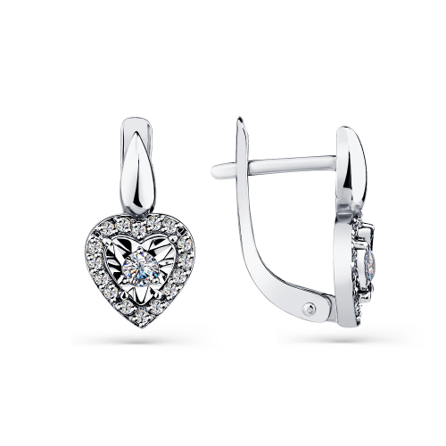 Cercei din aur alb cu pietre Cubic zirconia