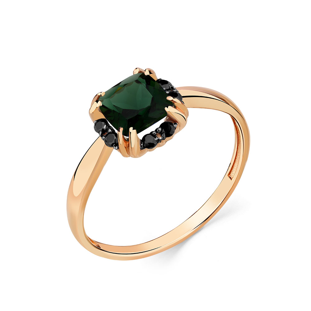 Inel din aur roșu cu pietre Cubic Zirconia Incolor, Turmalin (sintetic)