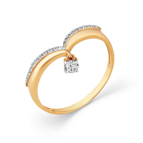 Inel din aur roșu cu pietre Cubic zirconia