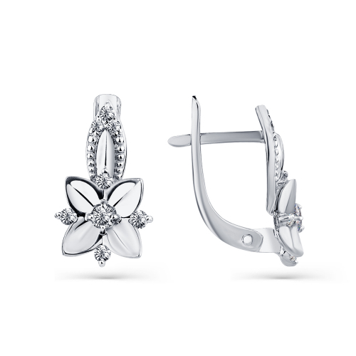 Cercei din aur alb cu pietre Cubic zirconia