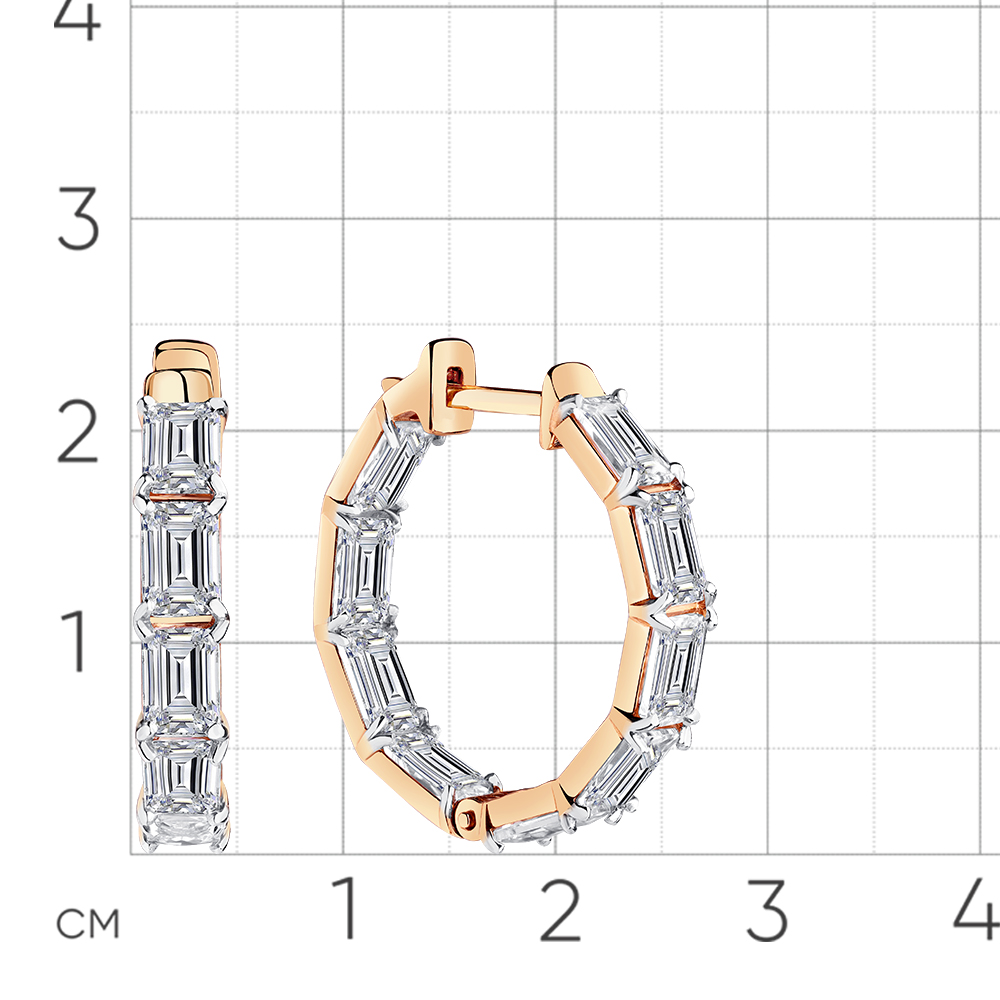 Cercei Creole din aur roșu cu pietre Cubic Zirconia Incolor
