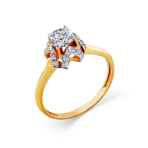 Inel din aur roșu cu pietre Cubic zirconia