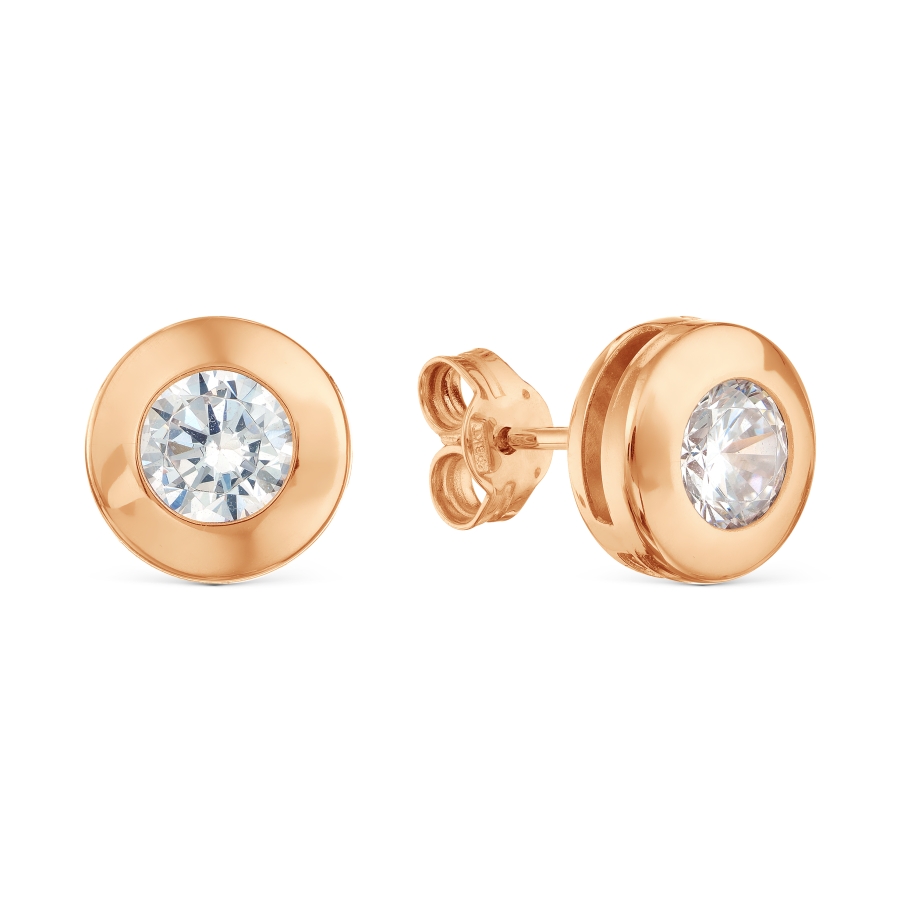 Cercei Pusete din aur roșu cu pietre Cubic Zirconia Incolor