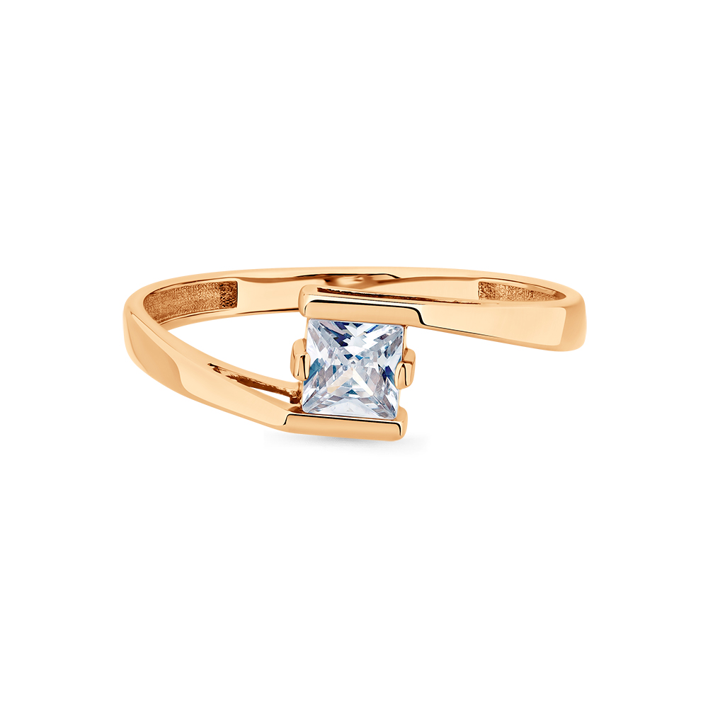 Inel din aur roșu cu pietre Cubic Zirconia Incolor
