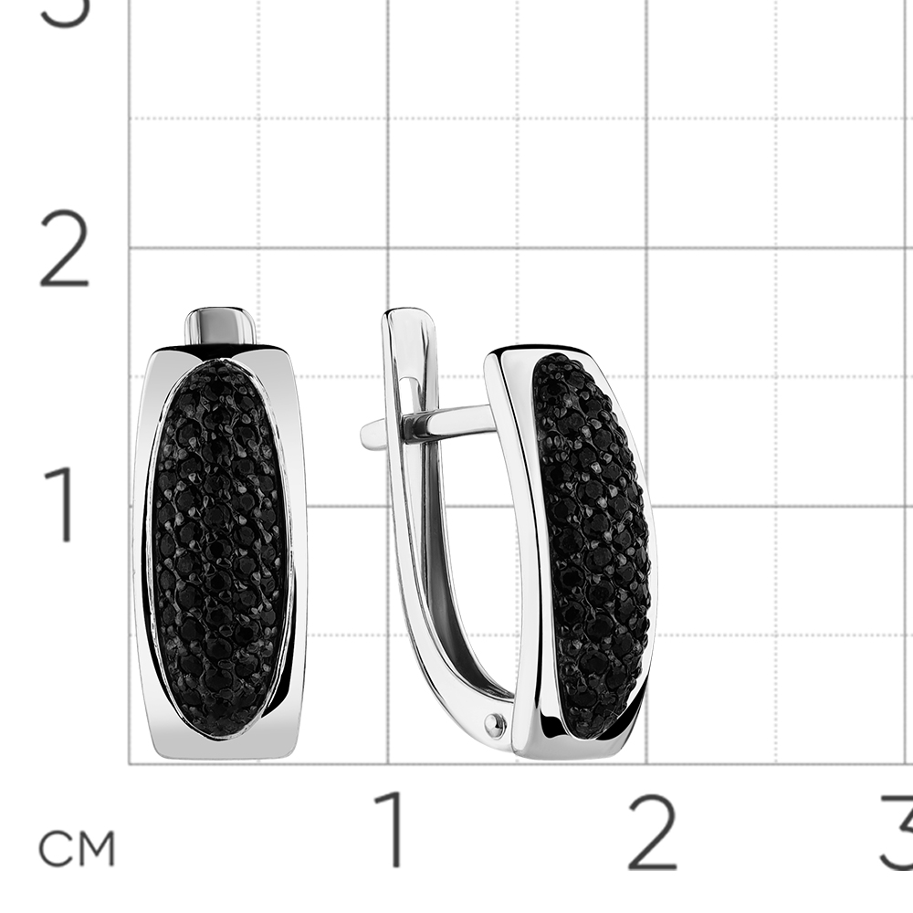 Cercei din aur alb cu pietre Cubic Zirconia Negru
