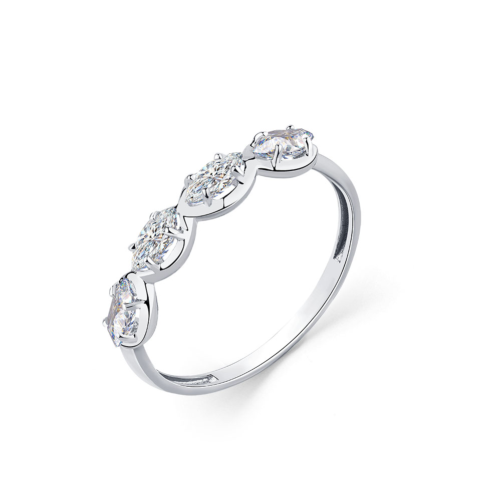 Inel din aur alb cu pietre Cubic Zirconia Incolor