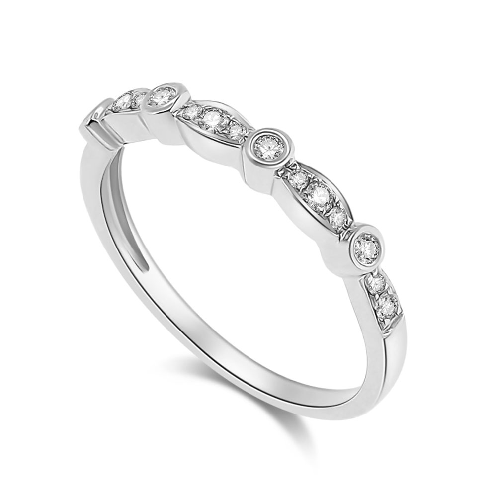 Inel din aur alb cu pietre Diamant