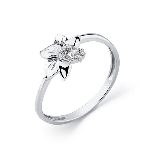 Inel din aur alb cu pietre Cubic Zirconia Incolor