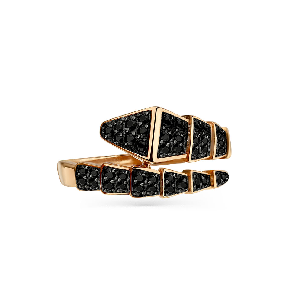 Inel din aur roșu cu pietre Cubic Zirconia Negru