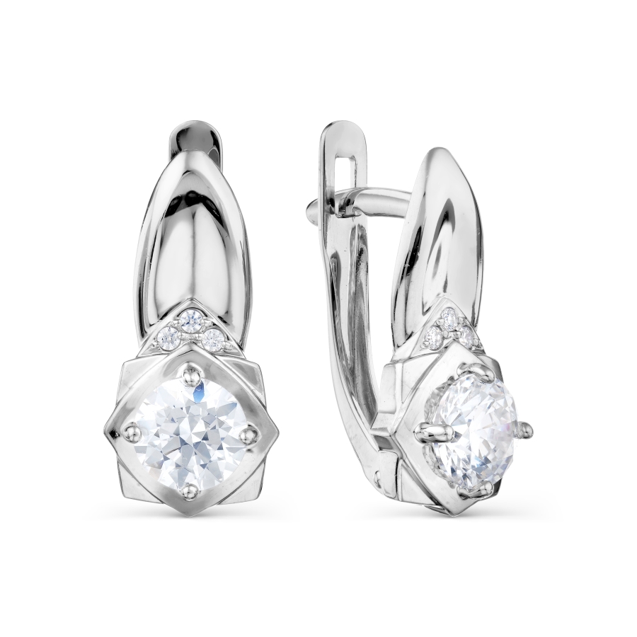 Cercei din aur alb cu pietre Cubic Zirconia Incolor