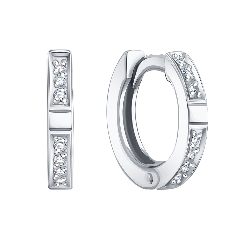 Cercei Creole din aur alb cu pietre Diamant