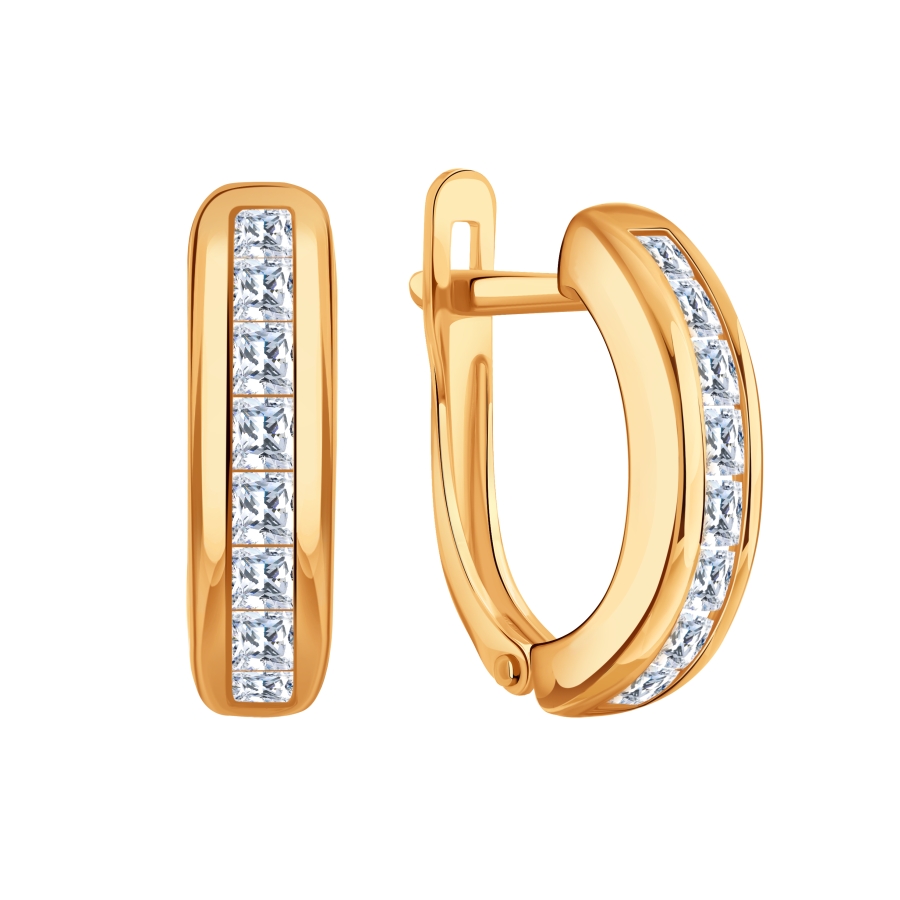 Cercei din aur roșu cu pietre Cubic Zirconia Incolor