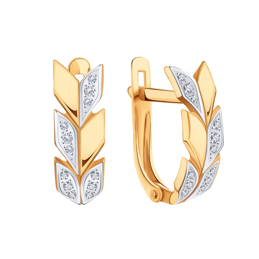 Cercei din aur roșu cu pietre Cubic Zirconia Incolor