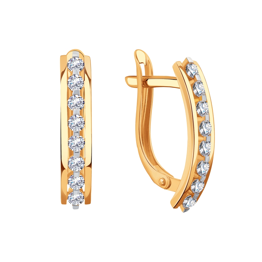 Cercei din aur roșu cu pietre Cubic Zirconia Incolor